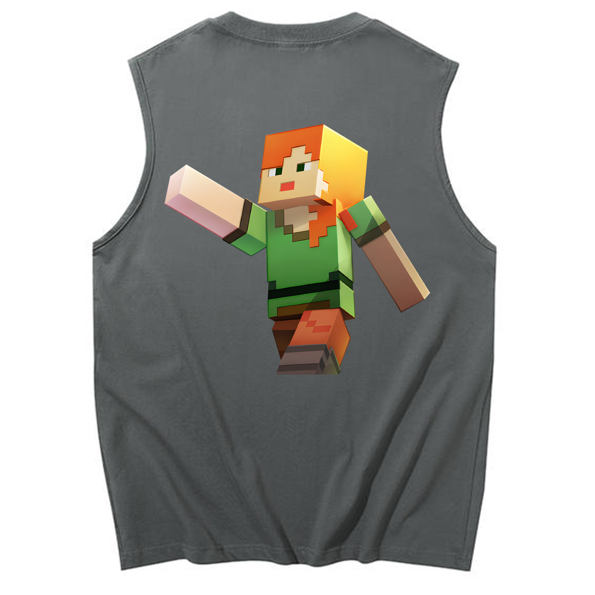 （画像用） マインクラフト ブロックの世界 Minecraft MC Block world コットン100％タンクトップ（背面プリント）